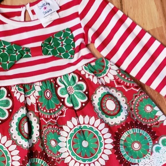 NWT Counting Daisies Holiday Candy Stripe Dress - Picture 3 of 8